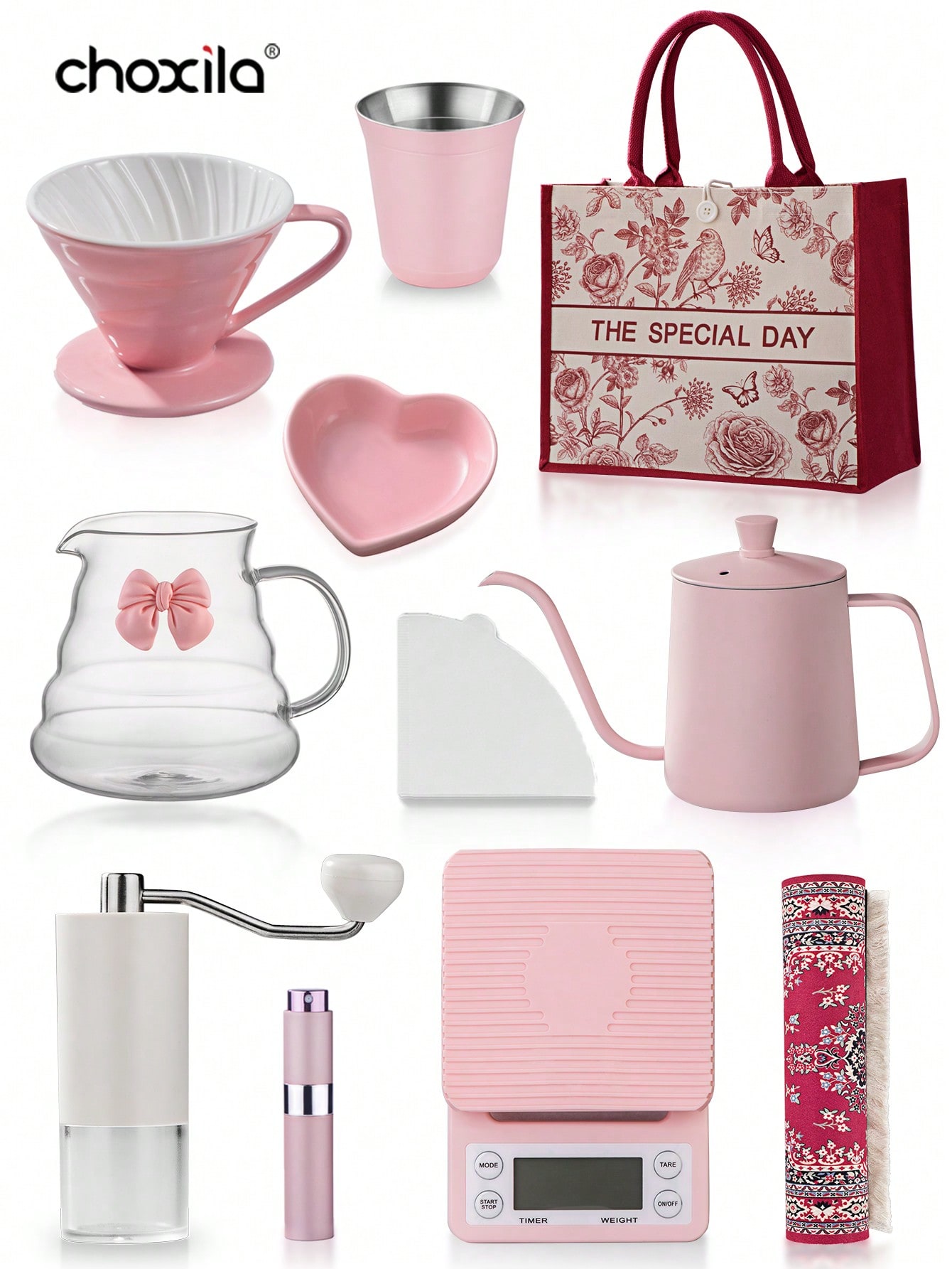 Coffee Equipment Kit - 1 Juego de café rosa para