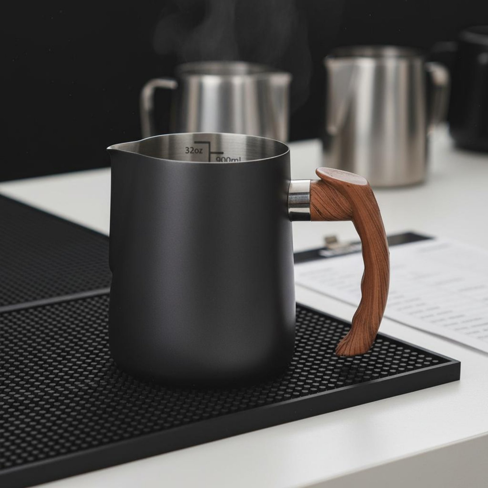Jarra para Latte Art con mango - Milk Steaming Pitcher reseña y precio